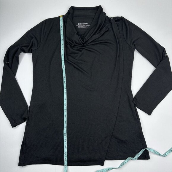 Betabrand Women's NWT Black Liz Wrap Tunic Roll Tab‎ Sleeve Sweater S/C38 - Picture 8 of 13